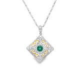 Emerald Two-Tone Filigree Pendant