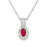 Oval Ruby Pendant in 18K White and Yellow Gold