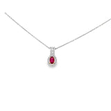 Oval Ruby Pendant in 18K White and Yellow Gold