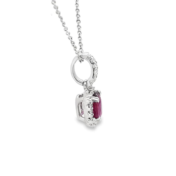 Oval Ruby Pendant in 18kt White Gold