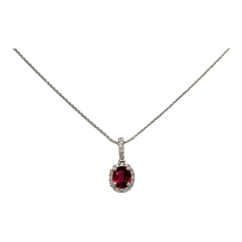 Oval Ruby Pendant in 18kt White Gold