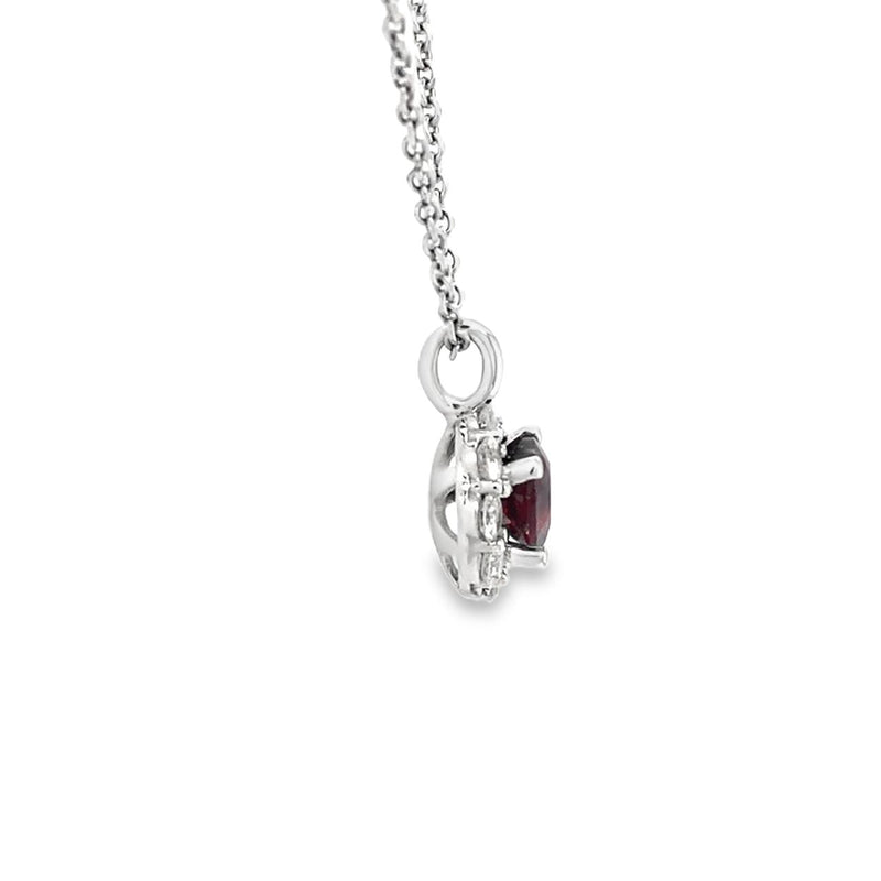 Diamond Halo and Garnet Pendant