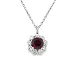Diamond Halo and Garnet Pendant