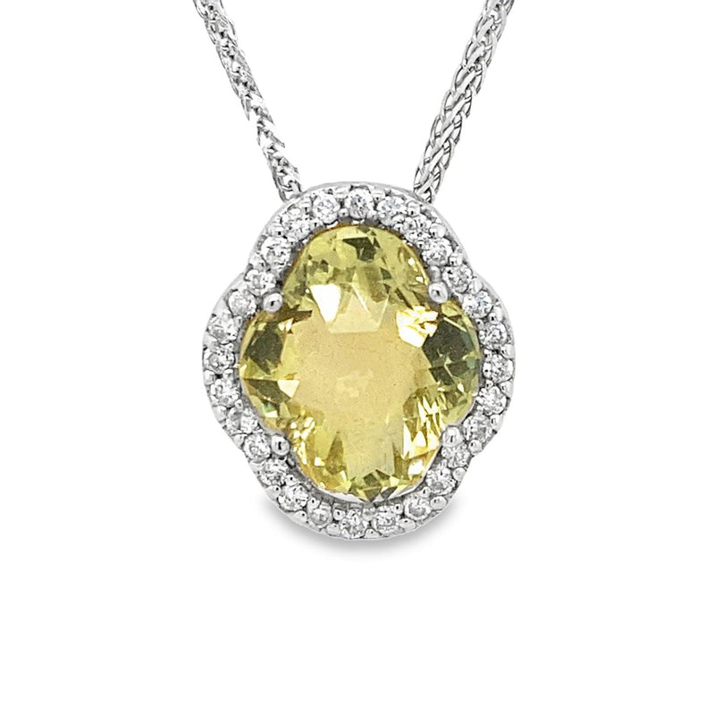 Lemon Quartz Pendant in 18kt White Gold