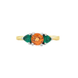 Orange Garnet and Emerald Ring in 18kt