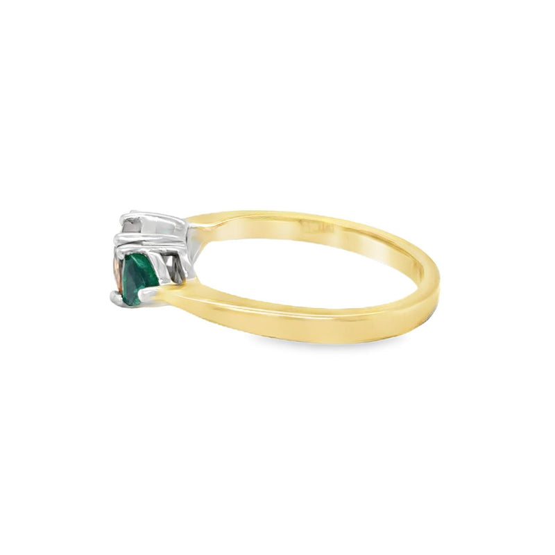 Orange Garnet and Emerald Ring in 18kt