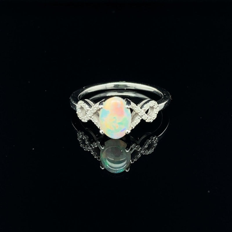 Opal Ring with Diamond Ribbons