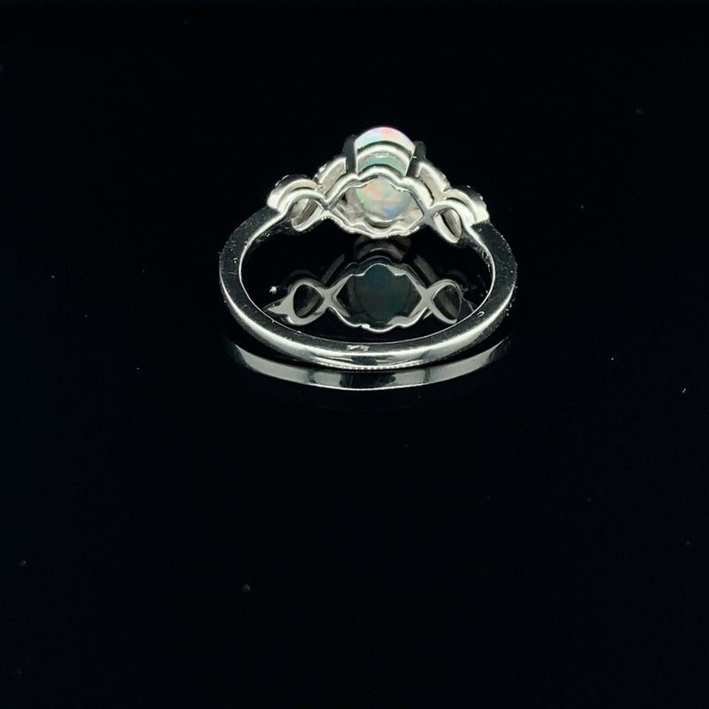 Opal Ring with Diamond Ribbons