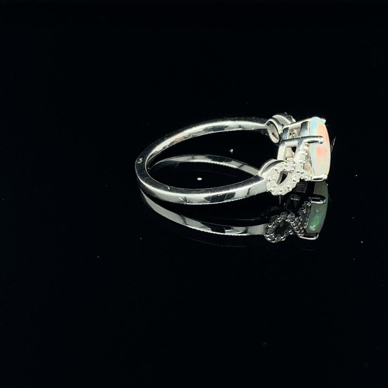 Opal Ring with Diamond Ribbons