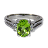 Oval Birthstone Ring with Bezel-Set Diamonds