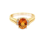 Oval Birthstone Ring with Bezel-Set Diamonds