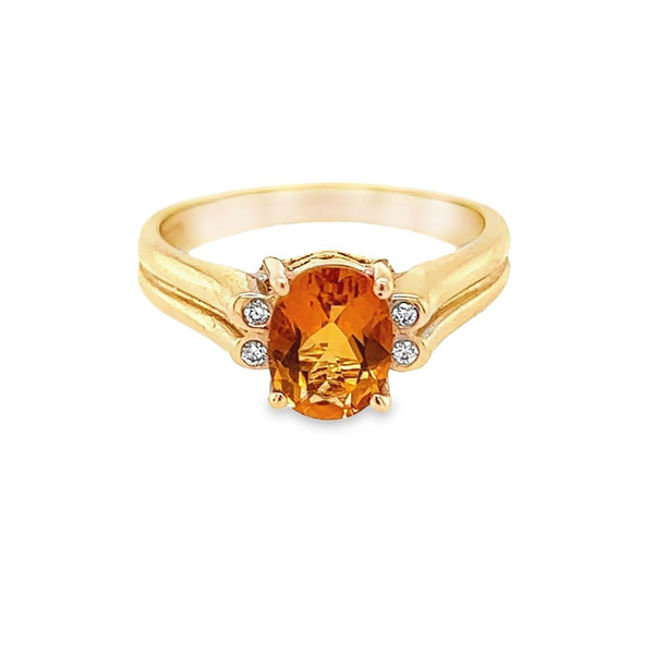 Oval Birthstone Ring with Bezel-Set Diamonds