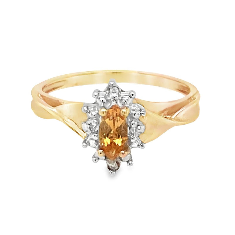 Marquise Birthstone and Diamond Ring