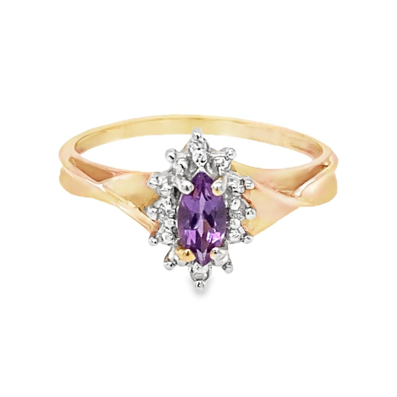 Marquise Birthstone and Diamond Ring