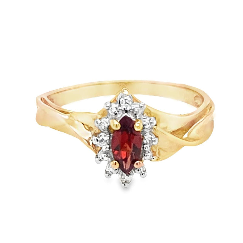 Marquise Birthstone and Diamond Ring