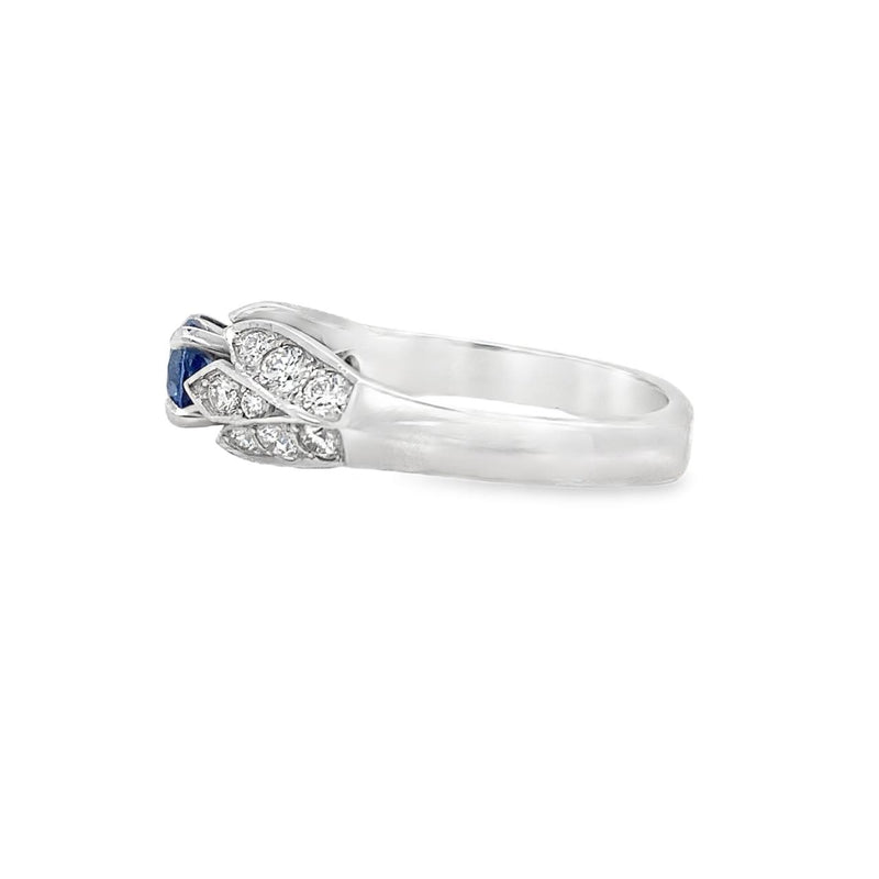 Sapphire and Diamond Floral Ring