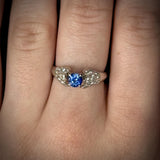 Sapphire and Diamond Floral Ring