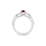 Ruby Ring with Halo and Split Shank