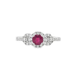 Ruby Ring with Halo and Split Shank