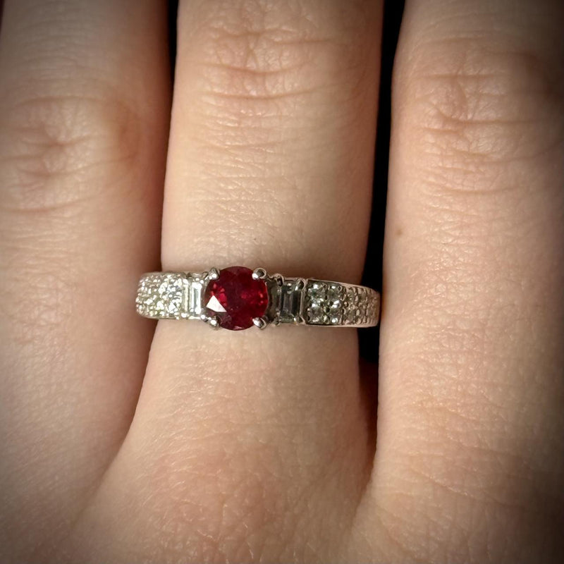Ruby Ring in 18kt White Gold