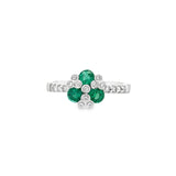Emerald and Diamond Clover Ring