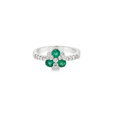 Emerald and Diamond Clover Ring