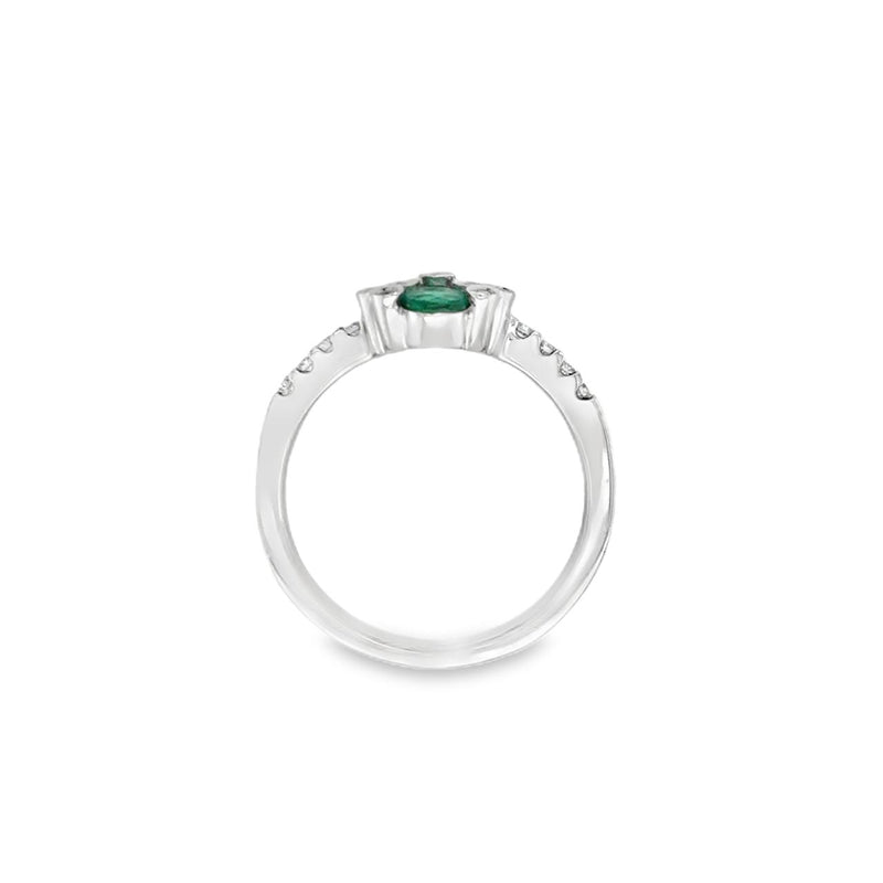 Emerald and Diamond Clover Ring