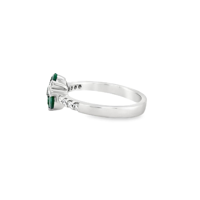 Emerald and Diamond Clover Ring