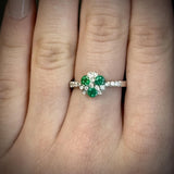 Emerald and Diamond Clover Ring