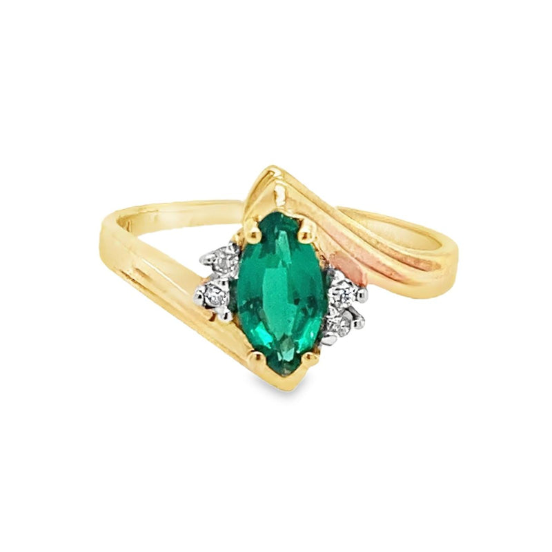 Lab-Grown Marquise Emerald Ring