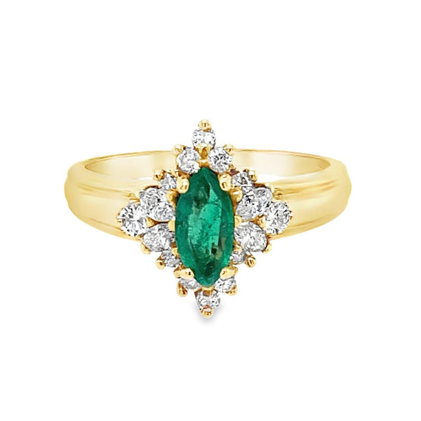 Marquise Cut Emerald Ring With Diamonds