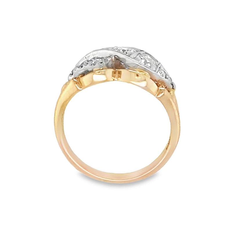 Vintage Two-Tone Ribbon Diamond Ring