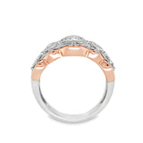 Wide Vintage Rose and White Gold Diamond Ring