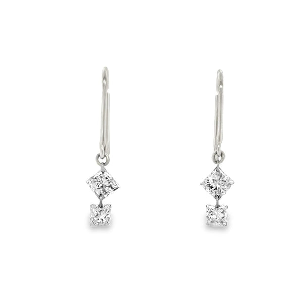 Loose Princess-Cut Diamond Dangle Earrings