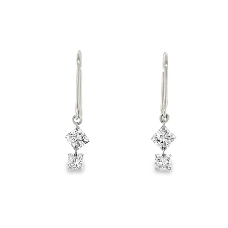 Loose Princess-Cut Diamond Dangle Earrings