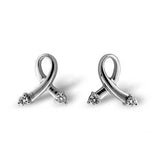 Breast Cancer Ribbon of Hope Diamond Earrings