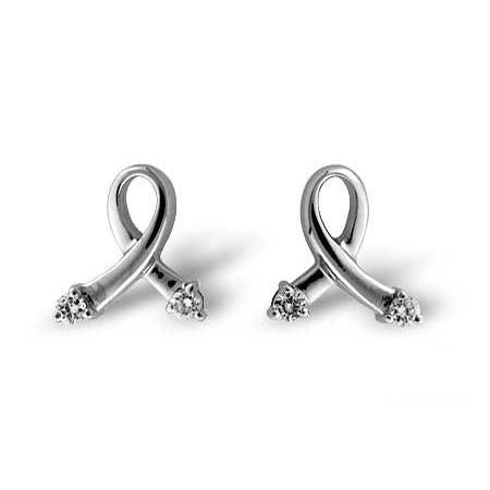 Breast Cancer Ribbon of Hope Diamond Earrings