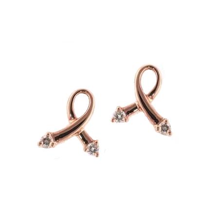 Breast Cancer Ribbon of Hope Diamond Earrings