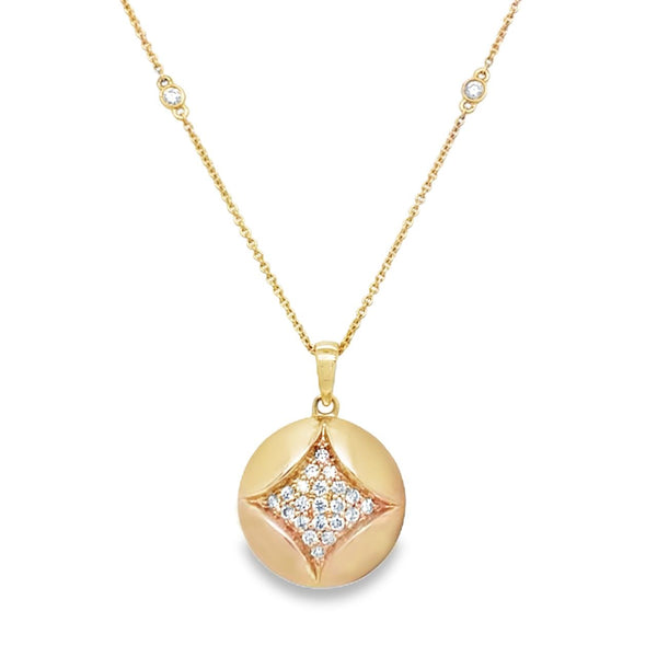 Pavé Diamond Necklace in Satin Yellow Gold