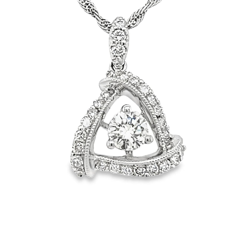 Triangular Diamond Pendant in 18kt White Gold