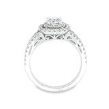 Double Halo Semi-Mount Oval Engagement Ring in 18k
