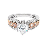 Wide Rose and White Gold Semi-Mount Engagement Ring