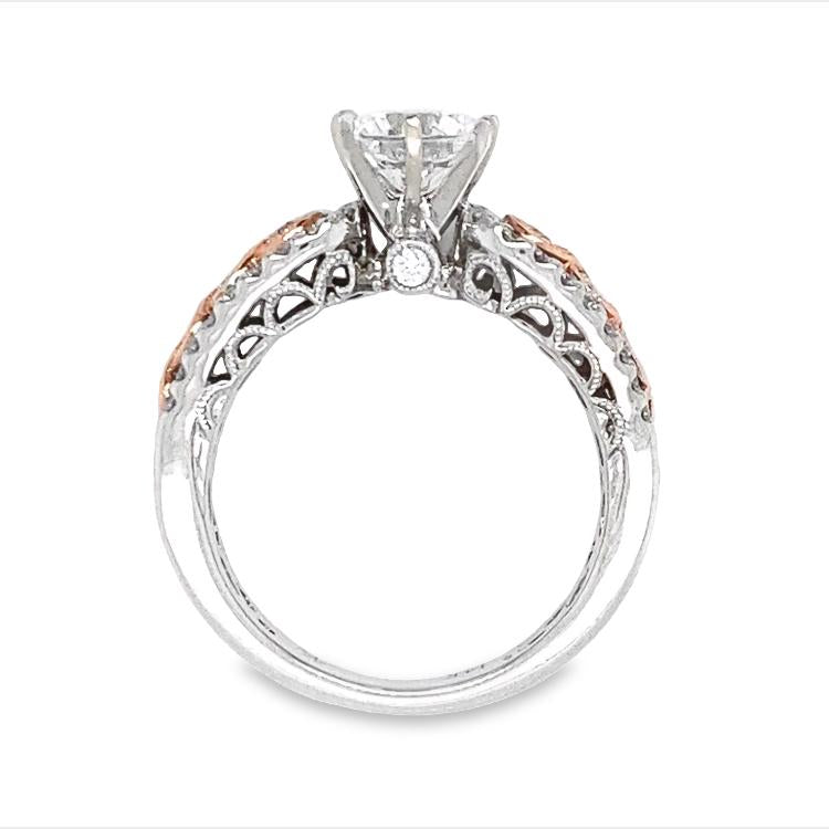 Wide Rose and White Gold Semi-Mount Engagement Ring