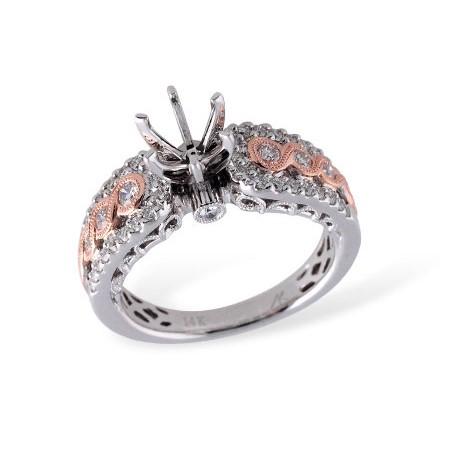 Wide Rose and White Gold Semi-Mount Engagement Ring