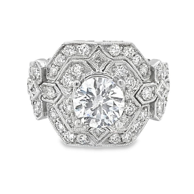Broad Semi-mount Art Deco Engagement Ring