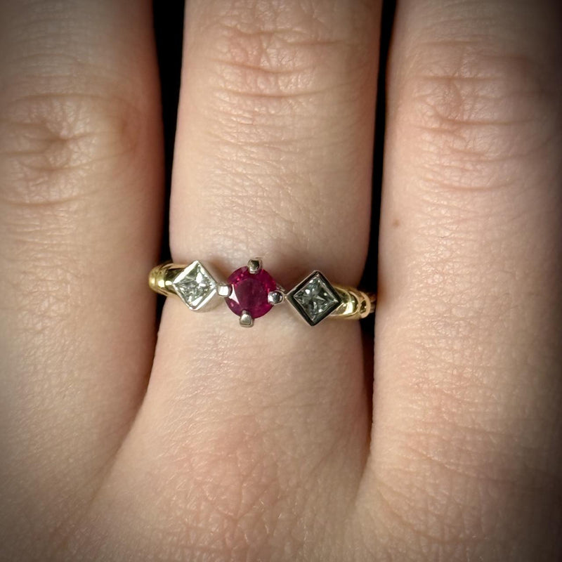 Two-Tone Ruby Ring