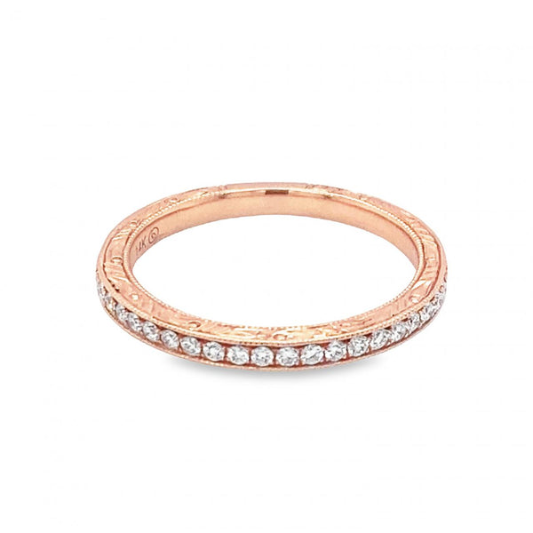 Engraved Diamond Band in Rose Gold