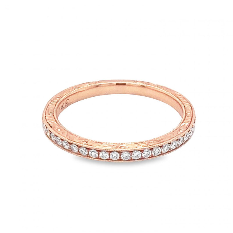 Engraved Diamond Band in Rose Gold