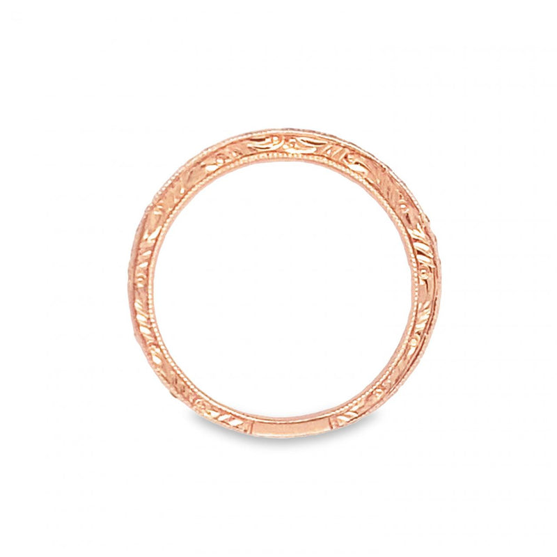 Engraved Diamond Band in Rose Gold