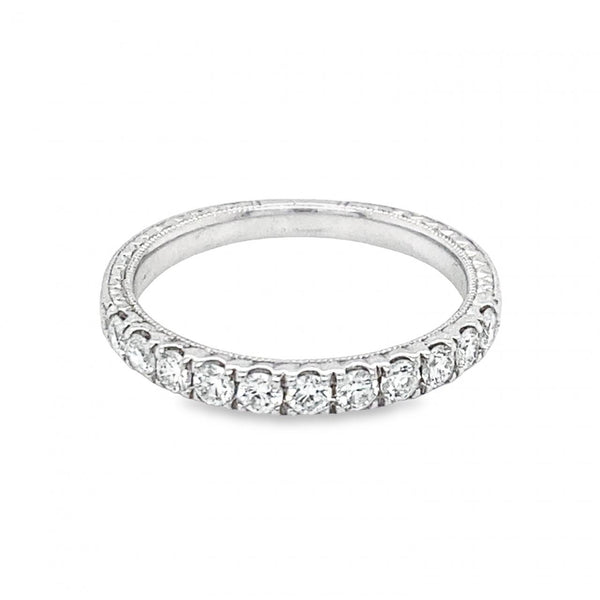 Engraved Diamond Wedding Band
